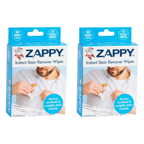 Zappy Instant Stain Remover Wipes 6 Pack x 12 Bundle of 2