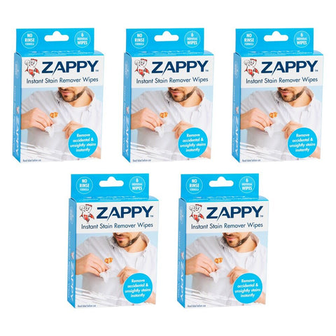 Zappy Instant Stain Remover Wipes 6 Pack Bundle of 5