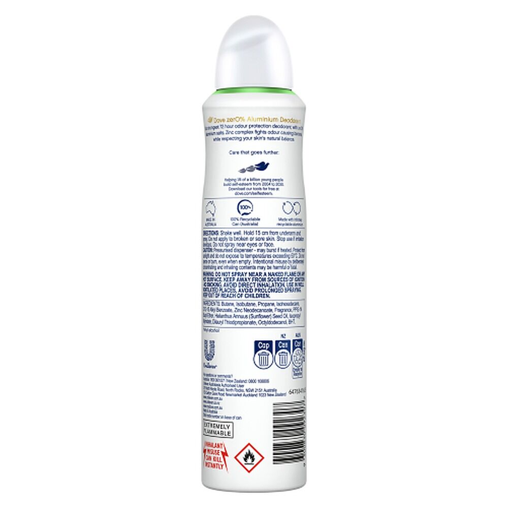Dove Women Deodorant 0% Aluminium Salts Cucumber & Green Tea 250mL