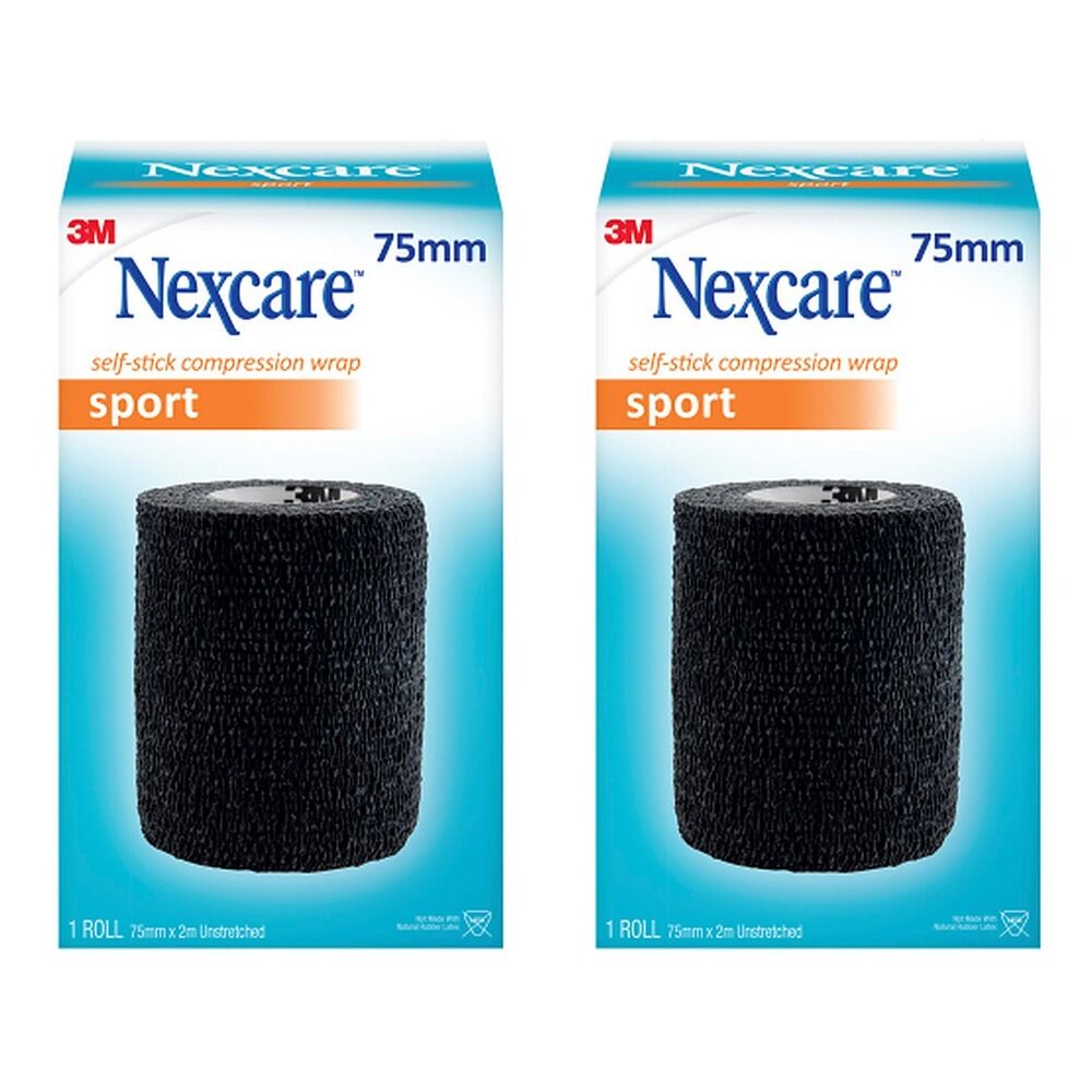 Nexcare Self Stick Compression Wrap 75mm Black Pack of 2