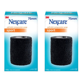 Nexcare Self Stick Compression Wrap 75mm Black Pack of 2