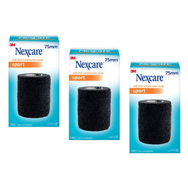 Nexcare Self Stick Compression Wrap 75mm Black Pack of 3