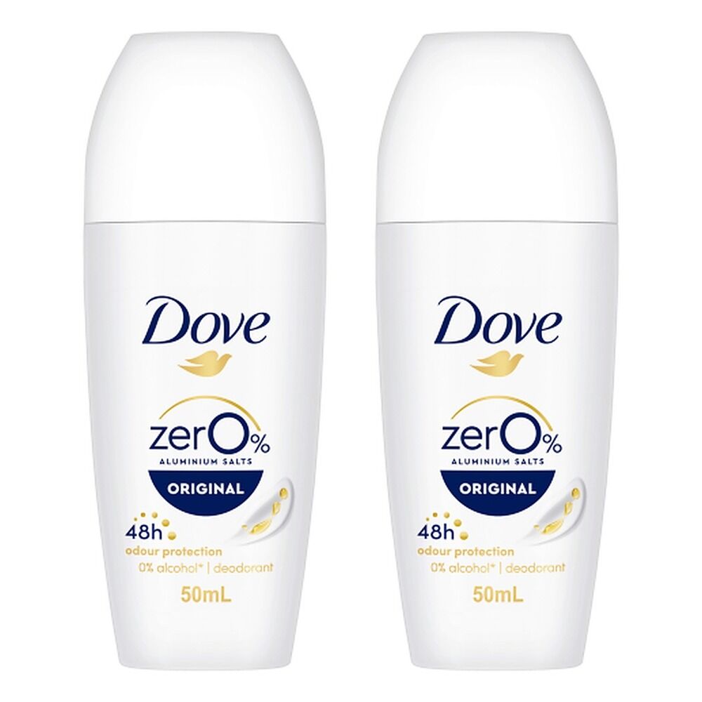 Dove Women 0% Aluminium Salts 48H Roll-On Original 50mL Pack of 2