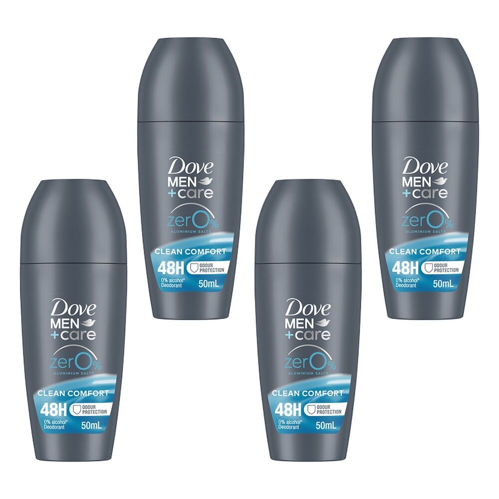 Dove Men+Care 0% Aluminium Roll-On Clean Comfort 50mL Pack of 4