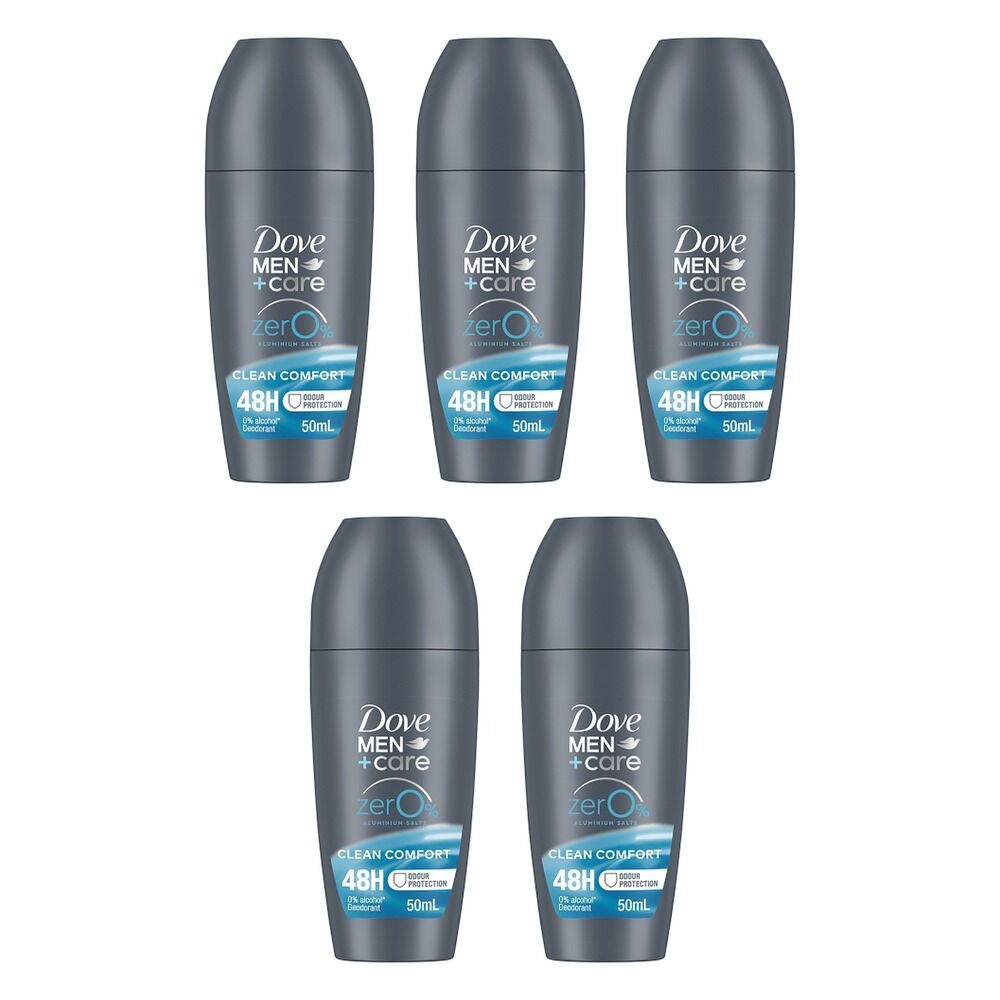 Dove Men+Care 0% Aluminium Roll-On Clean Comfort 50mL Pack of 5