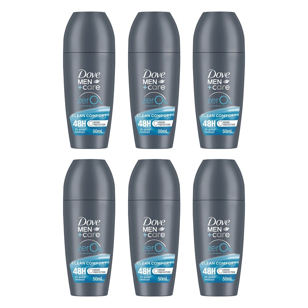 Dove Men+Care 0% Aluminium Roll-On Clean Comfort 50mL Pack of 6