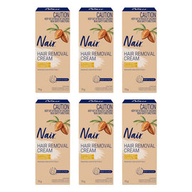 Nair Hair Removal Cream with Sweet Almond Oil Body & Face 75g Pack of 6