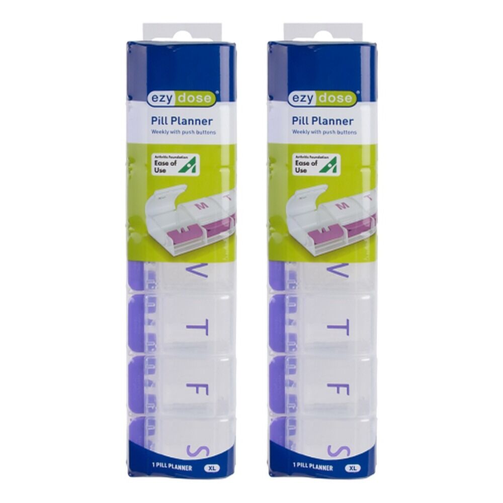 Ezy Dose Push Button Pill Reminder 7 Day XL Pack of 2