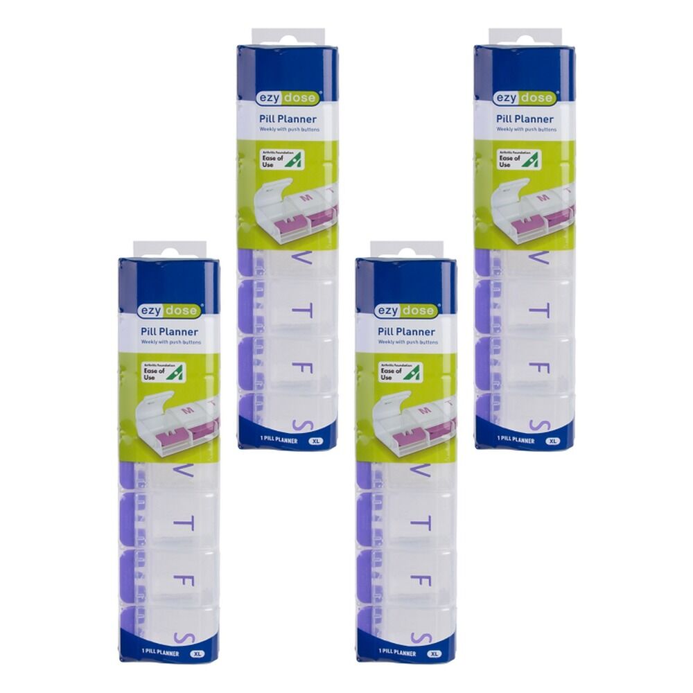 Ezy Dose Push Button Pill Reminder 7 Day XL Pack of 4