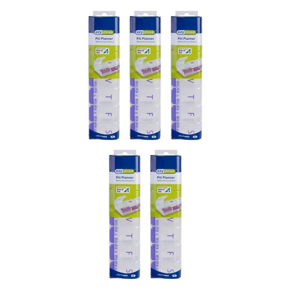 Ezy Dose Push Button Pill Reminder 7 Day XL Pack of 5