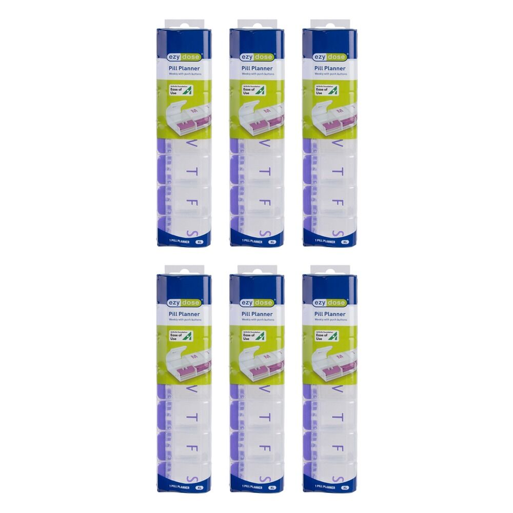 Ezy Dose Push Button Pill Reminder 7 Day XL Pack of 6