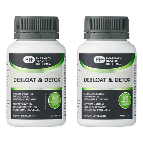 Pharmacy Health Plus Debloat & Detox 60 Tablets Pack of 2