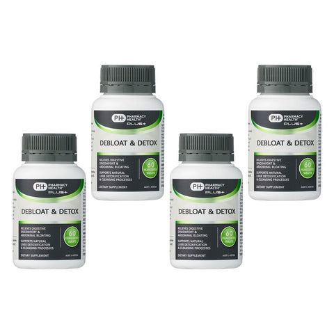 Pharmacy Health Plus Debloat & Detox 60 Tablets Pack of 4