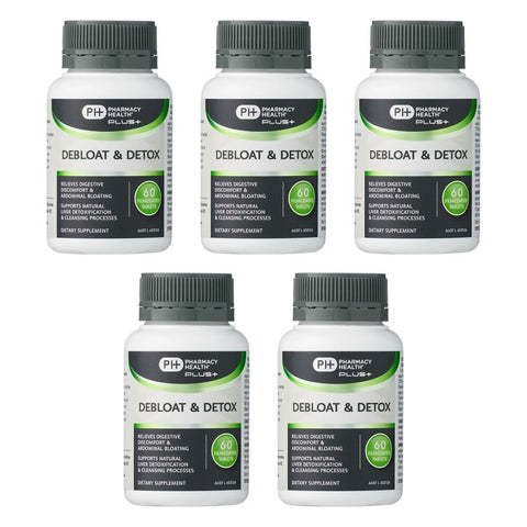 Pharmacy Health Plus Debloat & Detox 60 Tablets Pack of 5