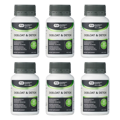 Pharmacy Health Plus Debloat & Detox 60 Tablets Pack of 6