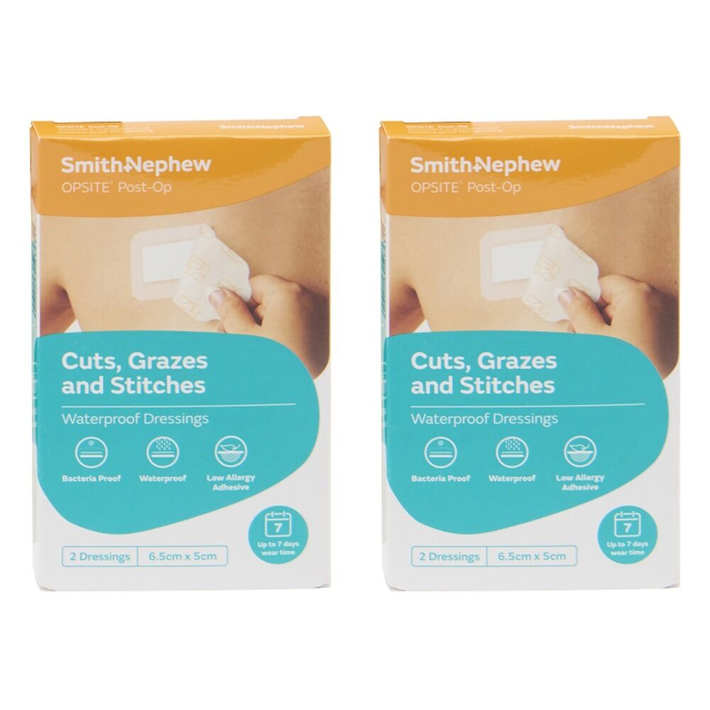 Opsite Post-Op Waterproof Dressing 6.5cm x 5cm 2 Pack Bundle of 2