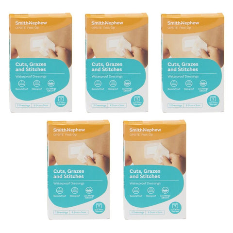 Opsite Post-Op Waterproof Dressing 6.5cm x 5cm 2 Pack Bundle of 5