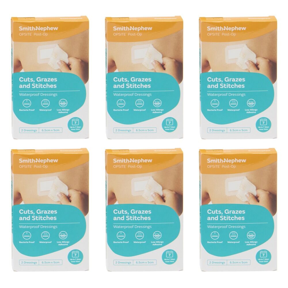 Opsite Post-Op Waterproof Dressing 6.5cm x 5cm 2 Pack Bundle of 6