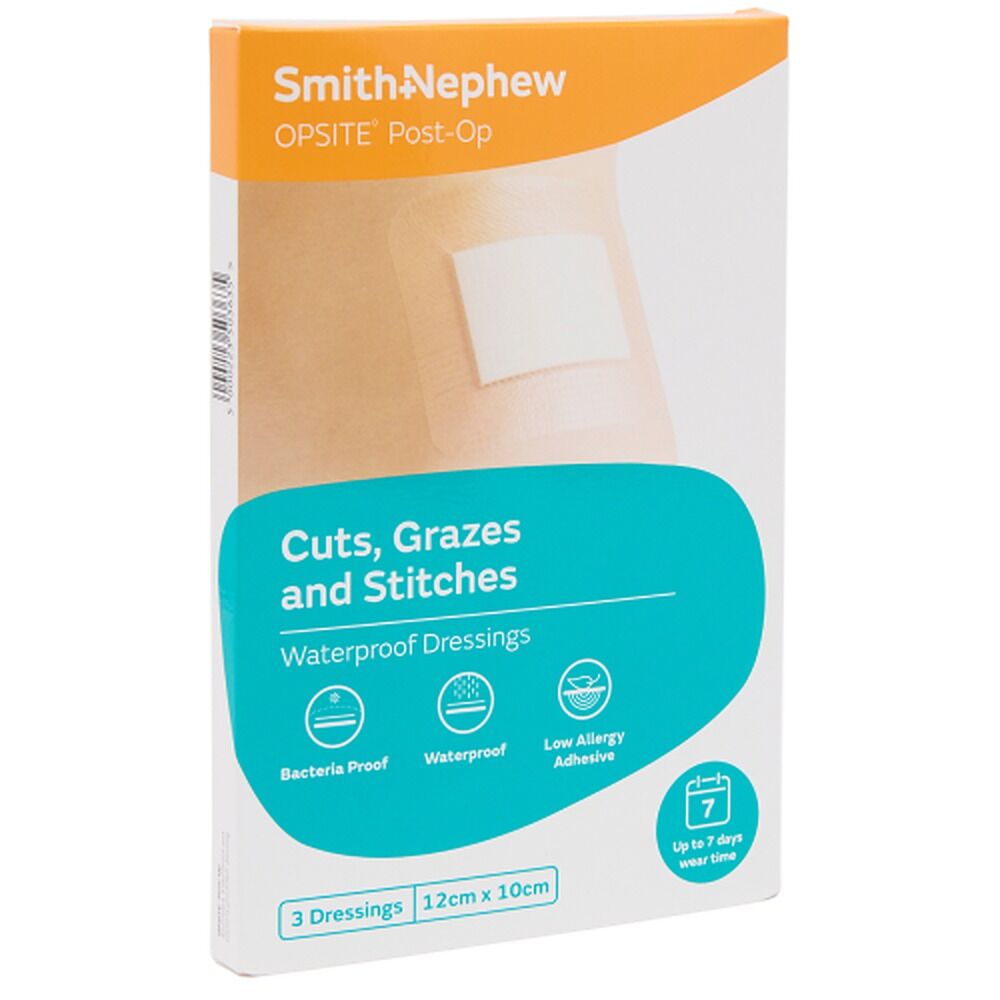 Opsite Post-Op Waterproof Dressing 12cm x 10cm 3 Pack