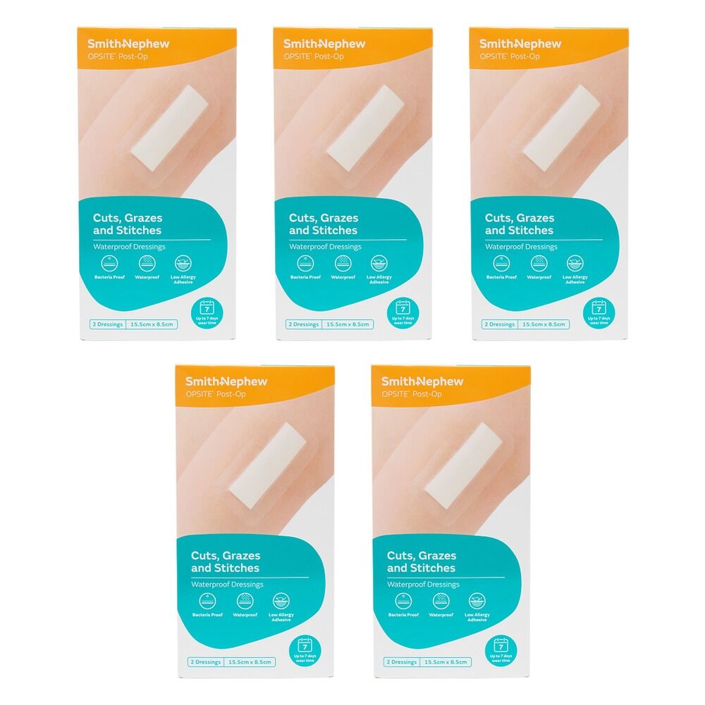Opsite Post-Op Waterproof Dressing 15.5cm x 8.5cm 2 Pack Bundle of 5