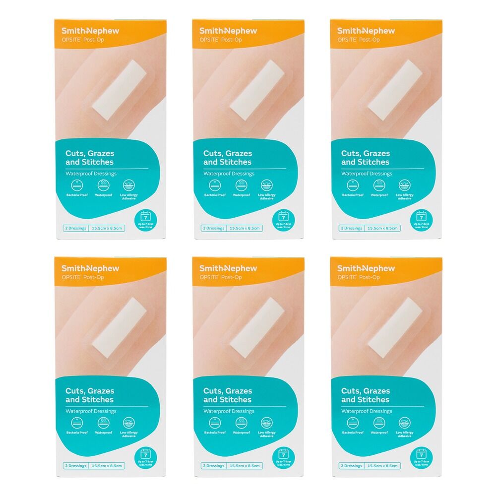 Opsite Post-Op Waterproof Dressing 15.5cm x 8.5cm 2 Pack Bundle of 6