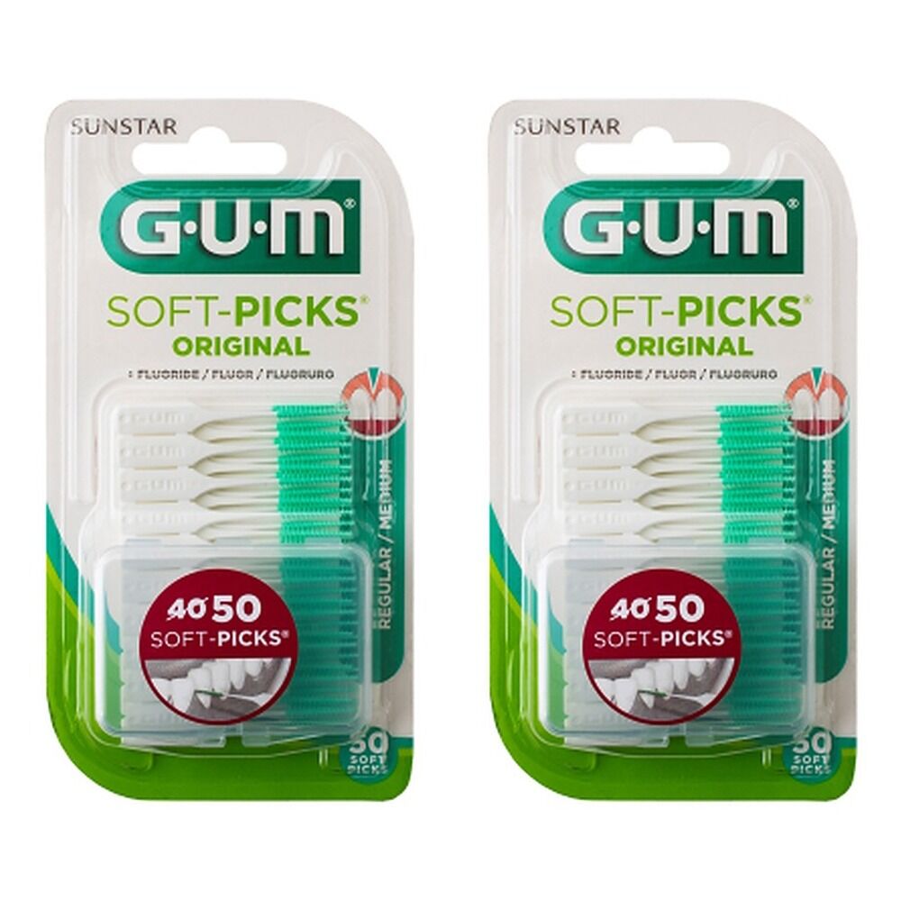 G.U.M Soft Picks Regular Fluoride 50 Pack x 6 Bundle of 2
