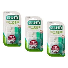 G.U.M Soft Picks Regular Fluoride 50 Pack x 6 Bundle of 3