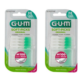 G.U.M Soft Picks Regular Fluoride 100 Pack x 6 Bundle of 2