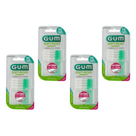 G.U.M Soft Picks Regular Fluoride 100 Pack x 6 Bundle of 4