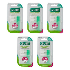 G.U.M Soft Picks Regular Fluoride 100 Pack x 6 Bundle of 5