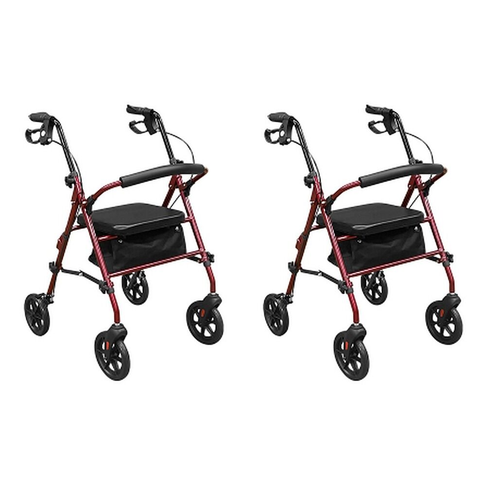 Making Life Easy Rollator 8 Height Adjustable Burgundy Pack of 2
