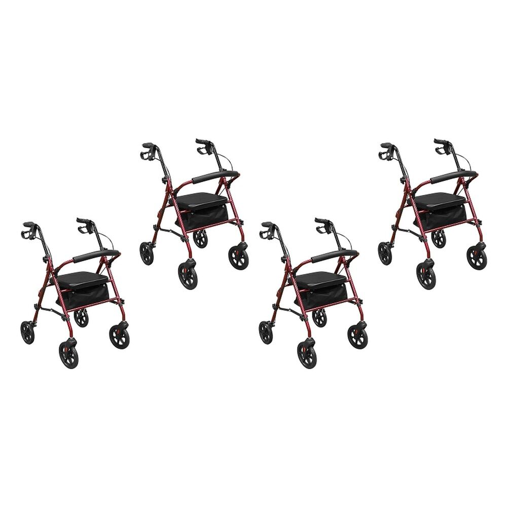 Making Life Easy Rollator 8 Height Adjustable Burgundy Pack of 4