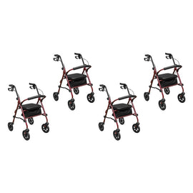 Making Life Easy Rollator 8 Height Adjustable Burgundy Pack of 4