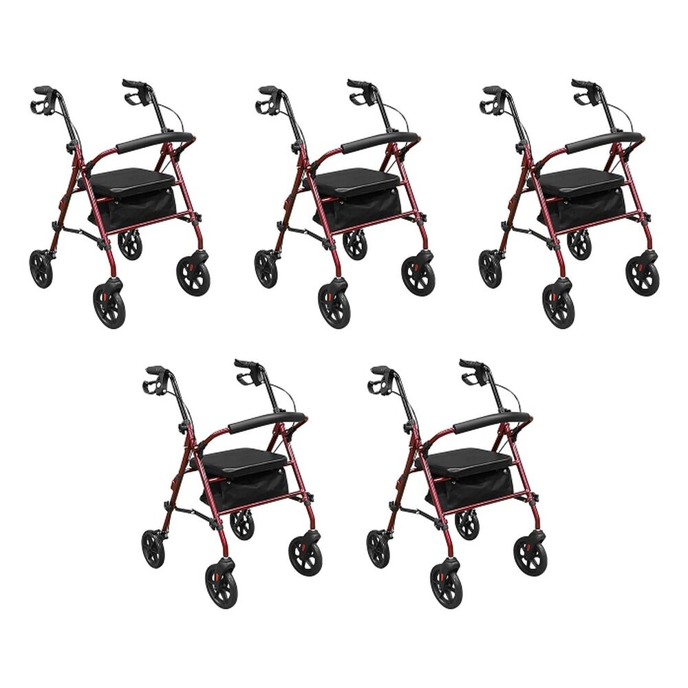 Making Life Easy Rollator 8 Height Adjustable Burgundy Pack of 5