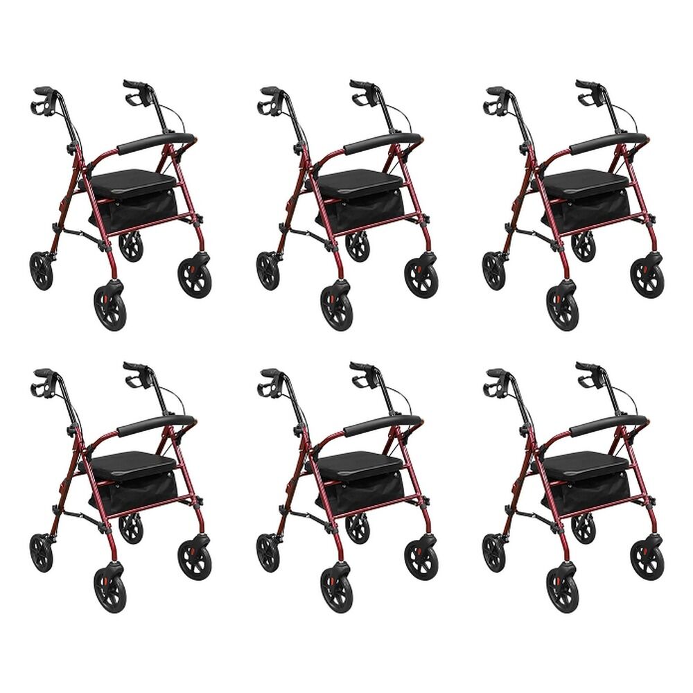 Making Life Easy Rollator 8 Height Adjustable Burgundy Pack of 6