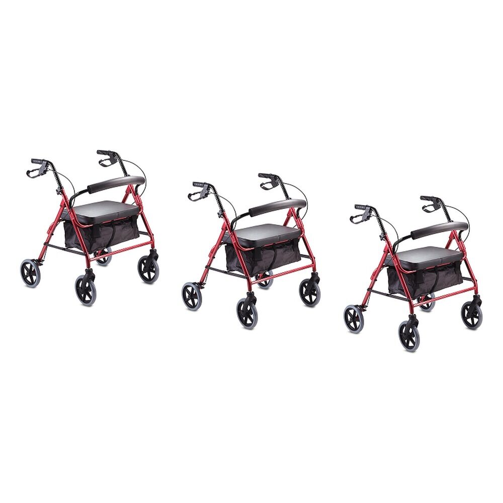Making Life Easy Rollator 8 Heavy Duty Burgundy Pack of 3