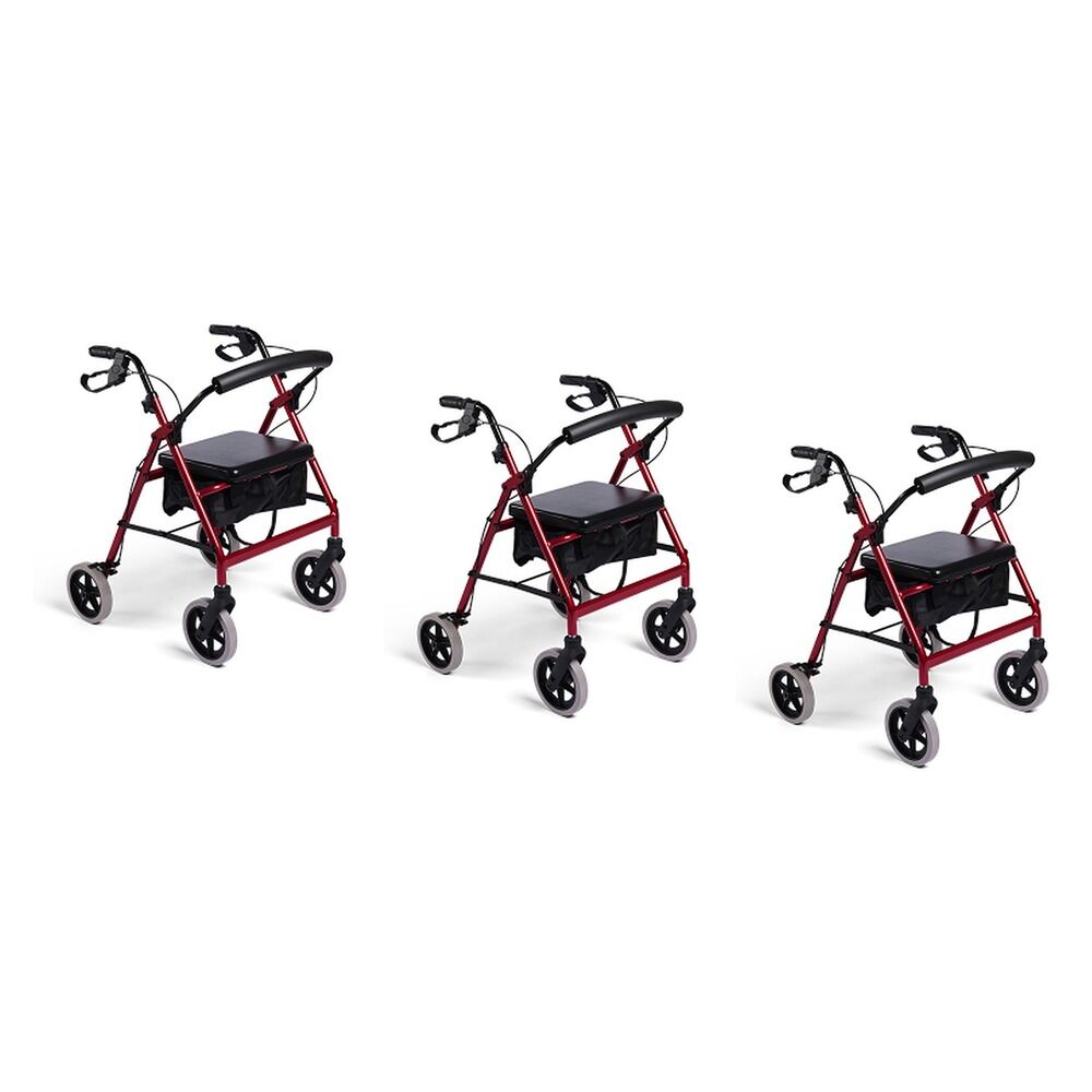 Making Life Easy Rollator 8 Fixed Frame Burgundy Pack of 3