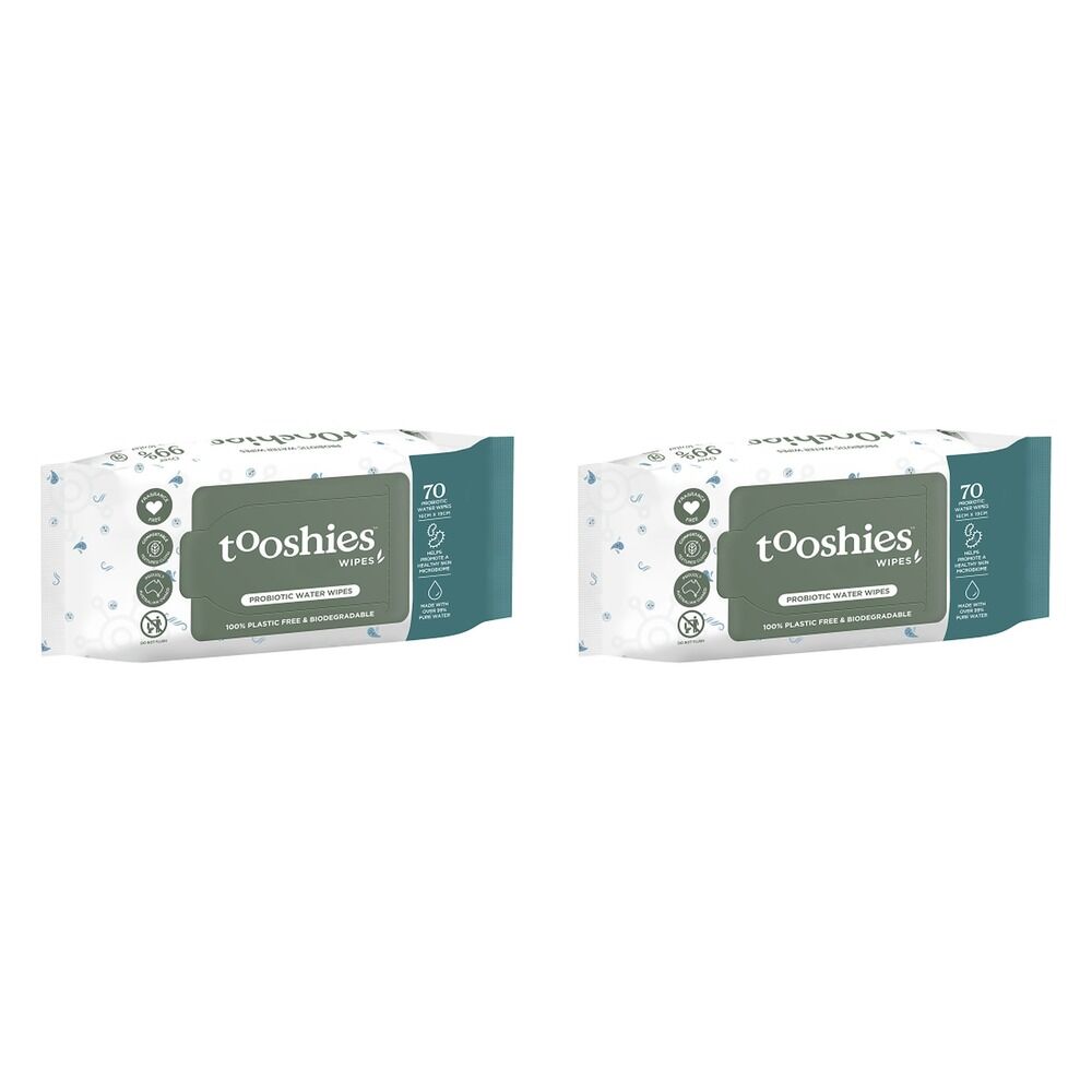 tooshies Eco Probiotic Water Wipes 70 Pack x 8 Bundle of 2
