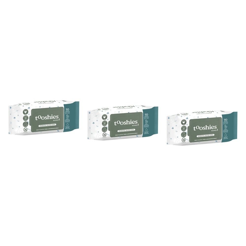 tooshies Eco Probiotic Water Wipes 70 Pack x 8 Bundle of 3