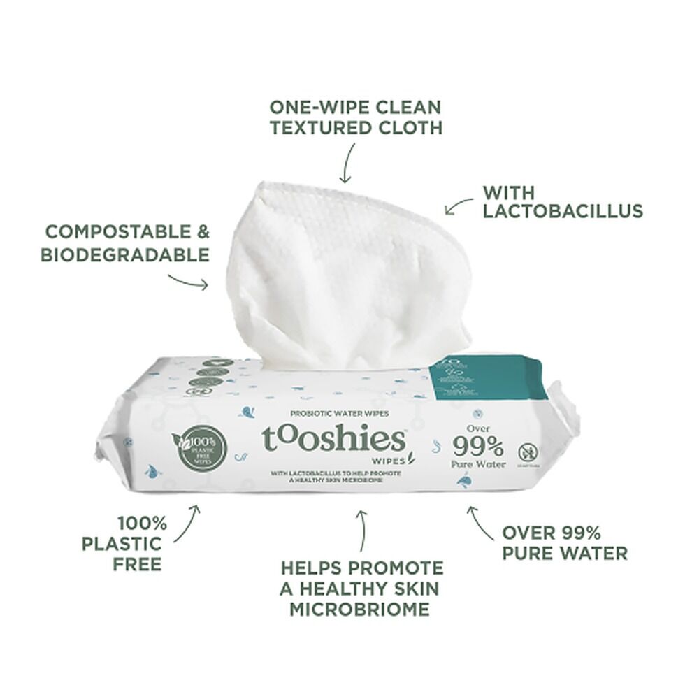 tooshies Eco Probiotic Water Wipes 70 Pack x 8