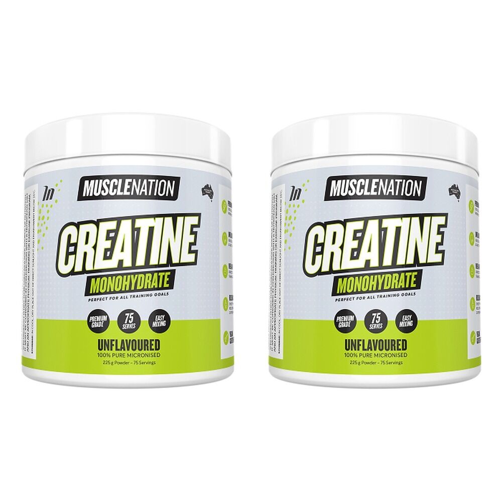 Muscle Nation Creatine Monohydrate Unflavoured 225g x 2 Bundle of 2