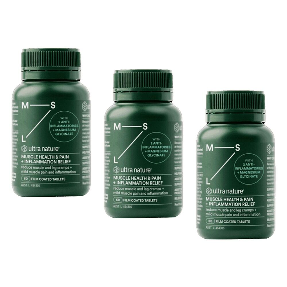 Ultra Nature Muscle Health & Pain + Inflammation Relief 60 Pack of 3