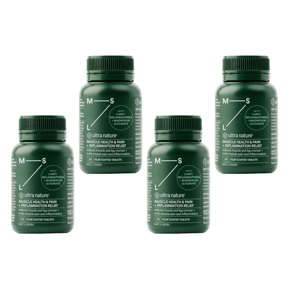 Ultra Nature Muscle Health & Pain + Inflammation Relief 60 Pack of 4