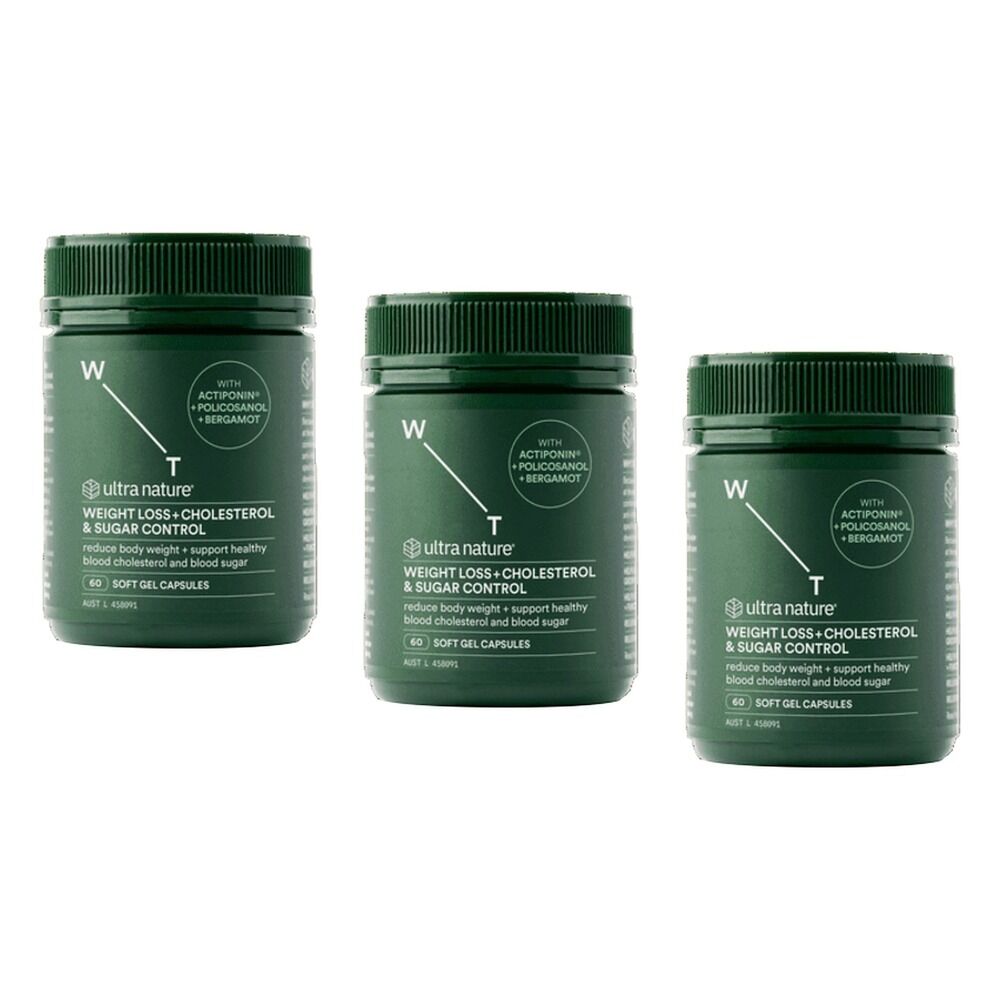 Ultra Nature Weight Loss + Cholesterol & Sugar Control 60 Pack of 3