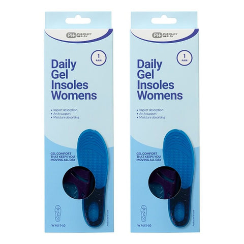 Pharmacy Health Daily Gel Insoles Womens x 4 Bundle of 2