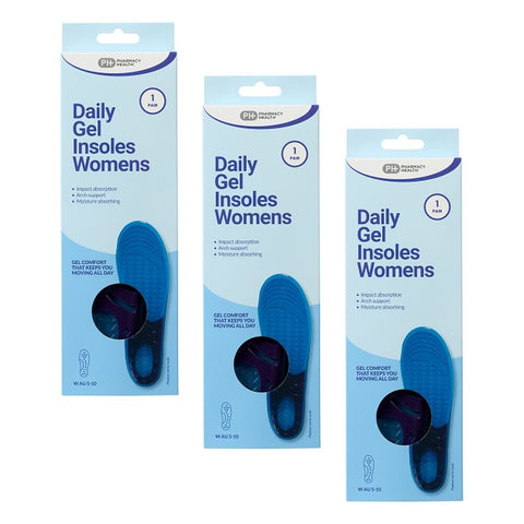 Pharmacy Health Daily Gel Insoles Womens x 4 Bundle of 3