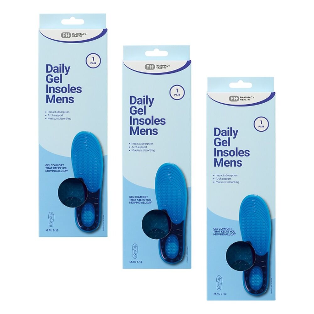 Pharmacy Health Daily Gel Insoles Mens x 4 Bundle of 3