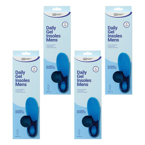 Pharmacy Health Daily Gel Insoles Mens x 4 Bundle of 4