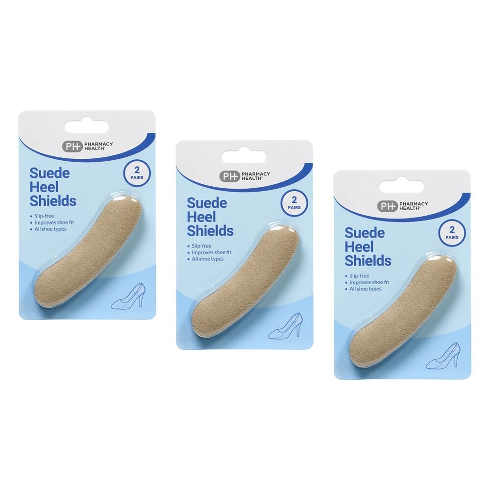 Pharmacy Health Suede Heel Shields 2-Pair x 6 Bundle of 3