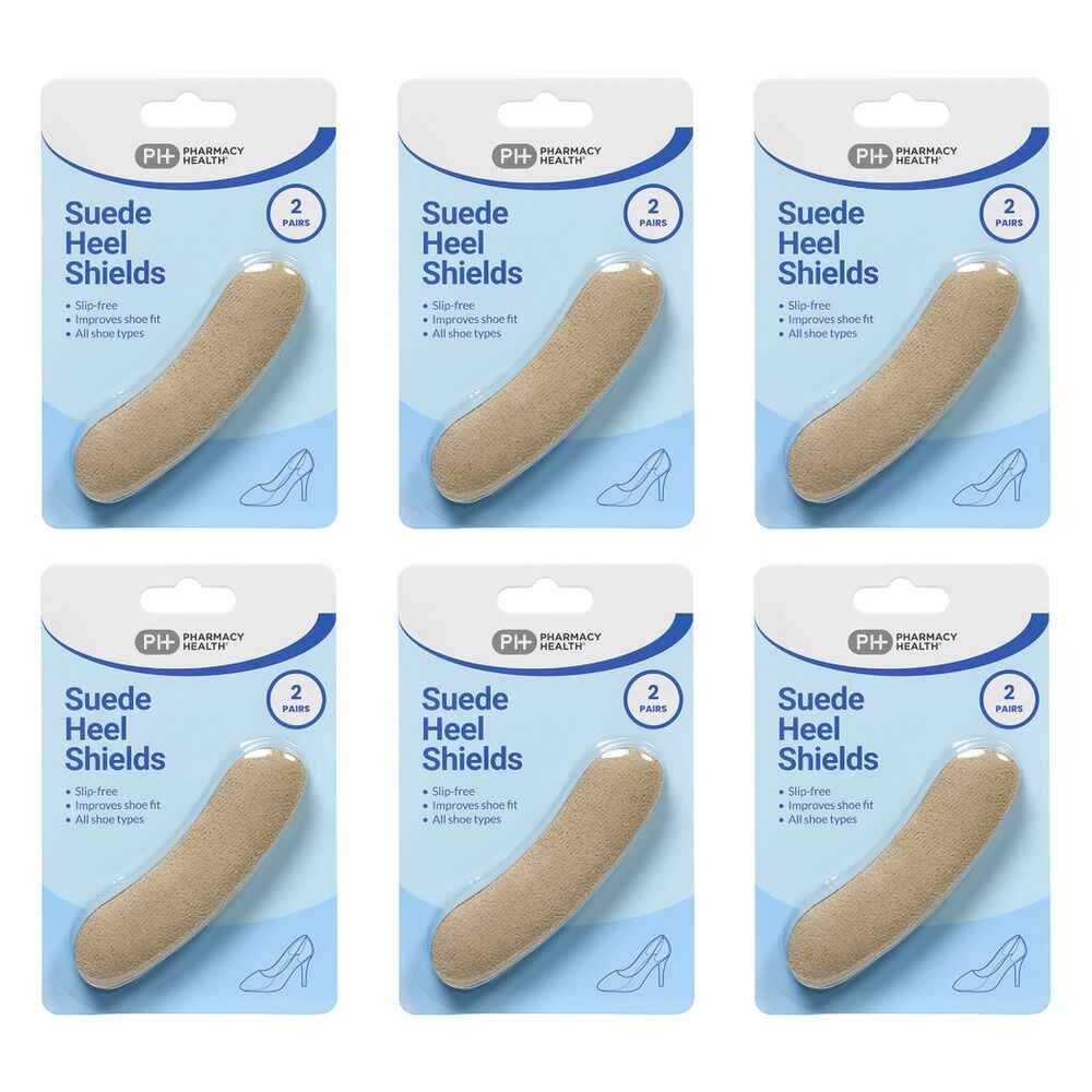 Pharmacy Health Suede Heel Shields 2-Pair x 6 Bundle of 6
